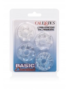 Zestaw pierścieni erekcyjnych Basic Essentials 4 szt. białe - Pierścienie erekcyjne niewibrujące - 1 2