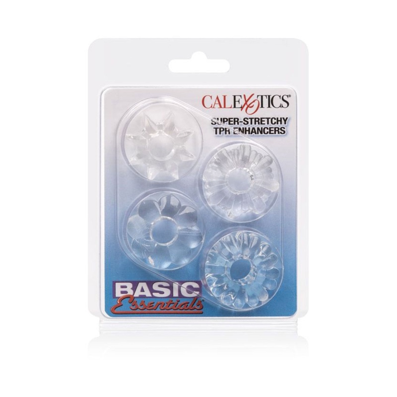 Zestaw 4 pierścieni erotycznych Basic Essentials Transparent – TPE o wysokiej elastyczności, średnica 2,5 cm - 2
