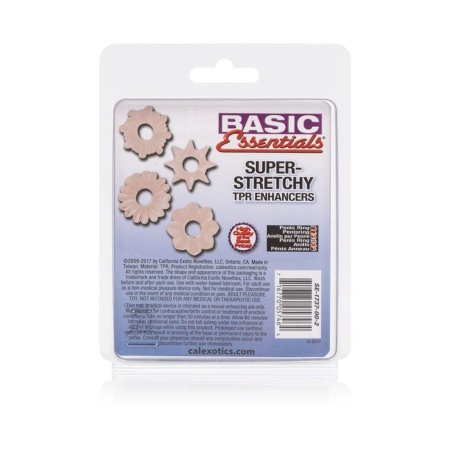 Zestaw 4 pierścieni erotycznych Basic Essentials Transparent – TPE o wysokiej elastyczności, średnica 2,5 cm - 3