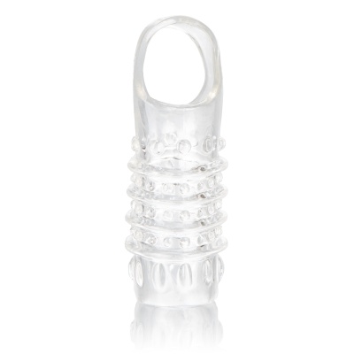 Nakładka stymulująca Stimulation Enhancer Transparent z paskiem mosznowym, 10,75 cm - 1
