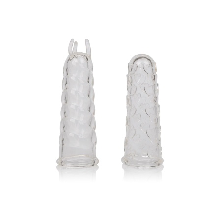 Nakładki na palce Finger Teaser Transparent - teksturowane stymulatory TPE, 7,5 cm i 7 cm - 1