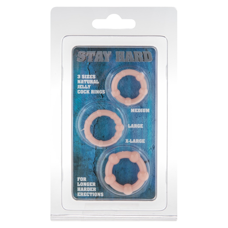Zestaw pierścieni erekcyjnych Stay Hard Three Rings z wypustkami – 3 rozmiary - 2