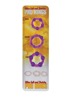Zestaw pierścieni erekcyjnych Ultra Soft / Stretchy Pro Rings Purple 3 szt. - Pierścienie erekcyjne niewibrujące - 1 2