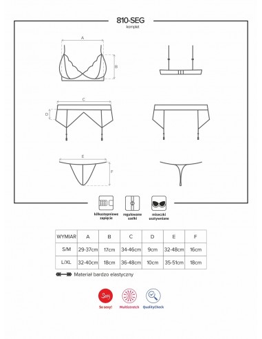 Komplet 3-Częściowy Bielizny Erotycznej 810-Seg-2 S/M - Komplety bielizny erotycznej - 7