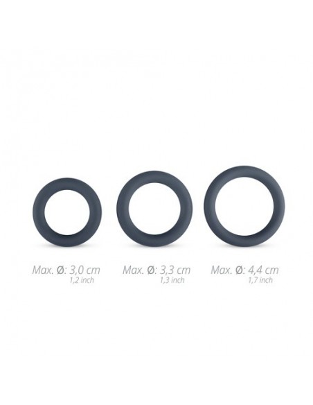 Zestaw pierścieni erekcyjnych 3-Piece Cock Ring Set - Grey - Pierścienie erekcyjne niewibrujące - 6