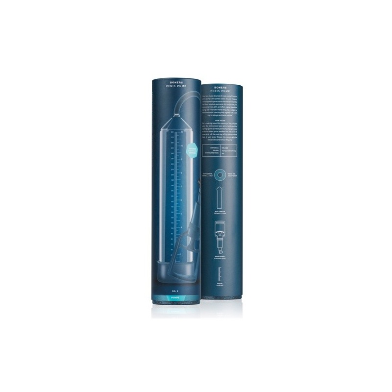 Pompka do penisa Penispump No. 2 - manualny cylinder próżniowy z gruszką palcową i zaworem upustu, TPR/ABS, długość 32,5 cm - 5
