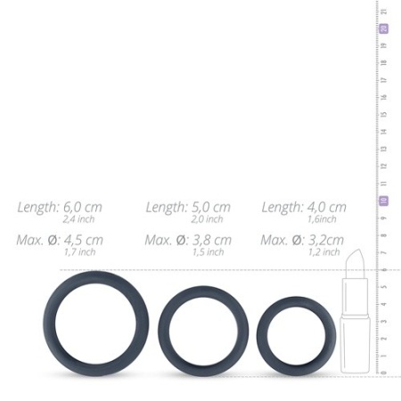 Pierścienie erekcyjne 3 Ring Kit Flat Rings - silikonowy zestaw 3 rozmiarów, średnice 3,2-4,5 cm - 5