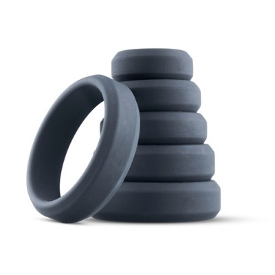 Zestaw 6 pierścieni na prącie BON004 - silikon, płaska konstrukcja, średnice 2,6-5,7 cm - 1