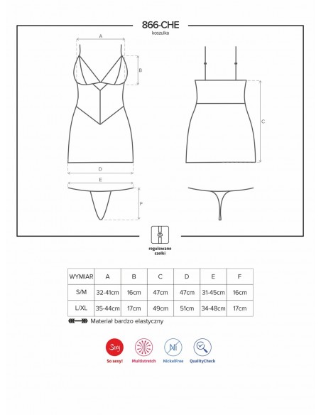 Bielizna Nocna 866-Che-1 Koszulka I Stringi L/Xl - Koszule nocne - 5
