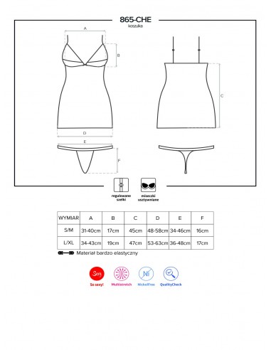 Bielizna Nocna 865-Che-1 Koszulka I Stringi  S/M - Koszule nocne - 5