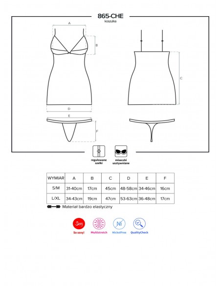 Bielizna Nocna 865-Che-1 Koszulka I Stringi  S/M - Koszule nocne - 5