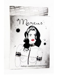 Uprząż BDSM Marcus Set Collar With Hand Cuffs Metal Chain Tracery Silver - Uprzęże BDSM - 1