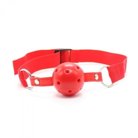 Knebel kulkowy Easy Breathable Ball Gag z otworami do oddychania - Czerwony - 1