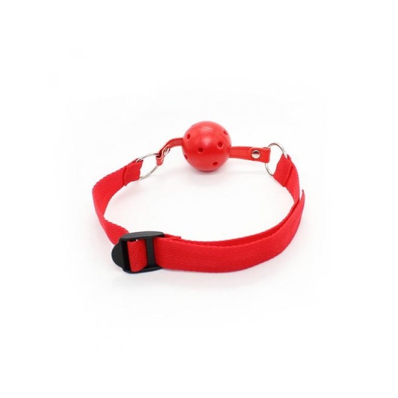 Knebel kulkowy Easy Breathable Ball Gag z otworami do oddychania - Czerwony - 2