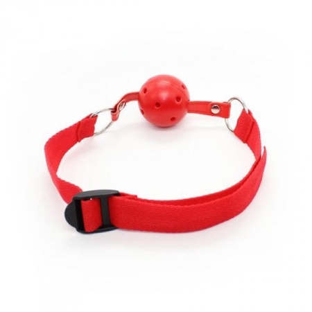 Knebel kulkowy Easy Breathable Ball Gag z otworami do oddychania - Czerwony - 2
