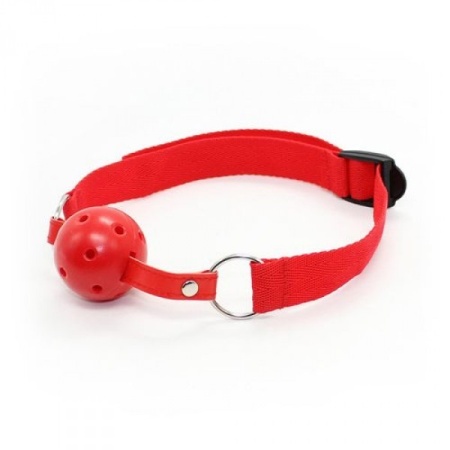 Knebel kulkowy Easy Breathable Ball Gag z otworami do oddychania - Czerwony - 4