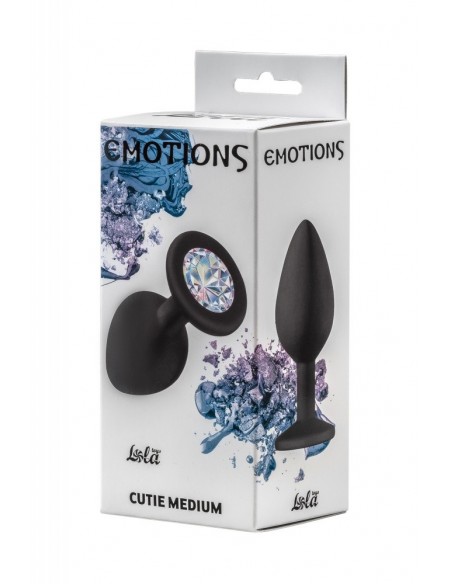 Średniej Wielkości Czarny Korek Analny z Pięknym Diamentem Rhinestone - Korki analne silikonowe - 3