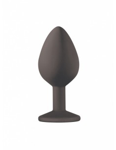 Średniej Wielkości Czarny Korek Analny z Pięknym Diamentem Rhinestone - Korki analne silikonowe - 1 2