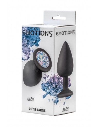 Duży Czarny Korek Analny z Pięknym Diamentem Rhinestone - Korki analne silikonowe - 3