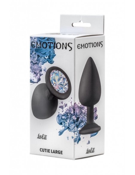 Duży Czarny Korek Analny z Pięknym Diamentem Rhinestone - Korki analne silikonowe - 3