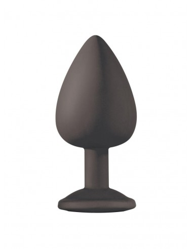 Duży Czarny Korek Analny z Pięknym Diamentem Rhinestone - Korki analne silikonowe - 2