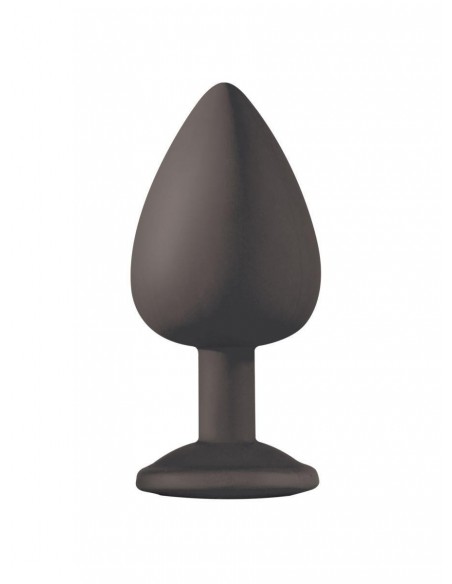 Duży Czarny Korek Analny z Pięknym Diamentem Rhinestone - Korki analne silikonowe - 2