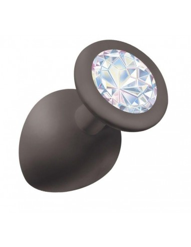 Duży Czarny Korek Analny z Pięknym Diamentem Rhinestone - Korki analne silikonowe - 1