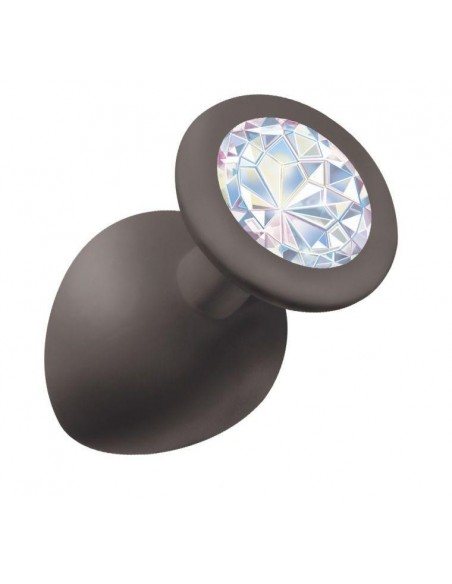 Duży Czarny Korek Analny z Pięknym Diamentem Rhinestone - Korki analne silikonowe - 1