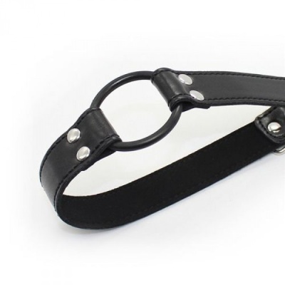 Knebel pierścieniowy Easy Belt Ring Gag – regulowany pasek, 60 cm, czarny - 1 2
