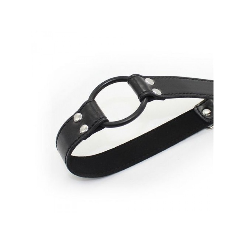 Knebel pierścieniowy Easy Belt Ring Gag – regulowany pasek, 60 cm, czarny - 2