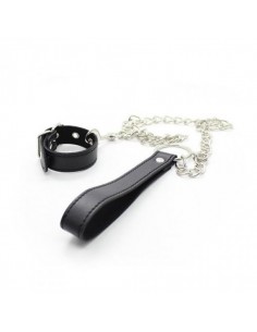 Smycz z obrożą Guinzaglio da polso Chain Leash black - Chokery, obroże i smycze - 1