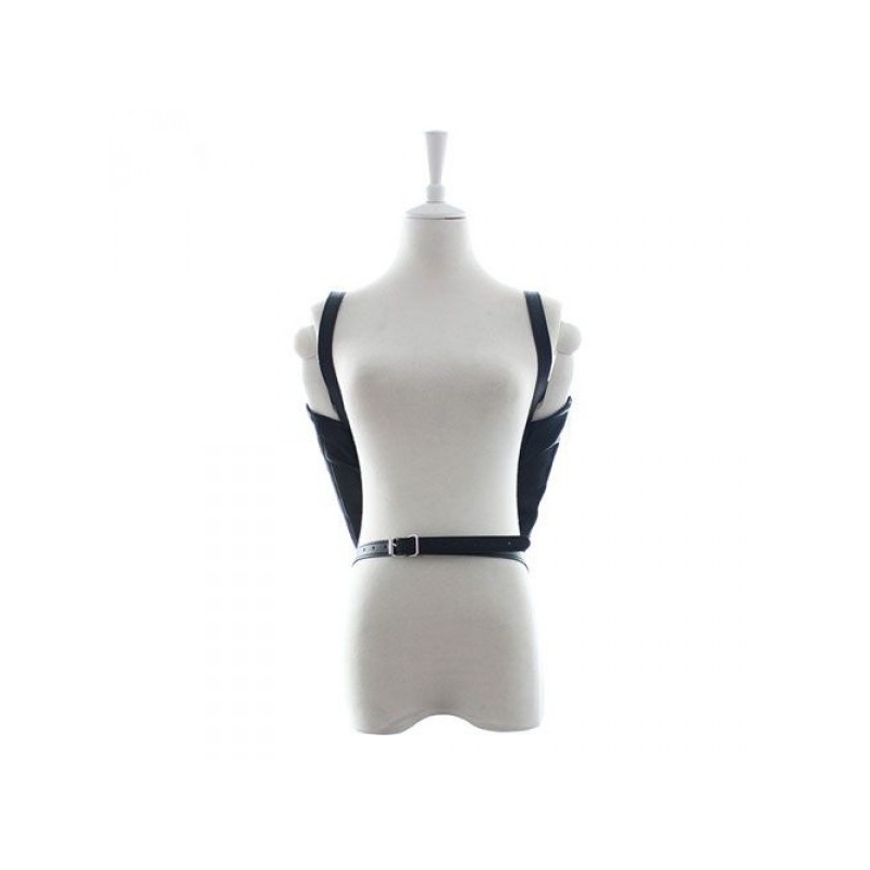 Total Back Restraint Arms - Regulowane wiązanie rąk z czarnej skóry syntetycznej - 4