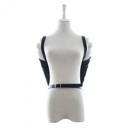 Total Back Restraint Arms - Regulowane wiązanie rąk z czarnej skóry syntetycznej - 4