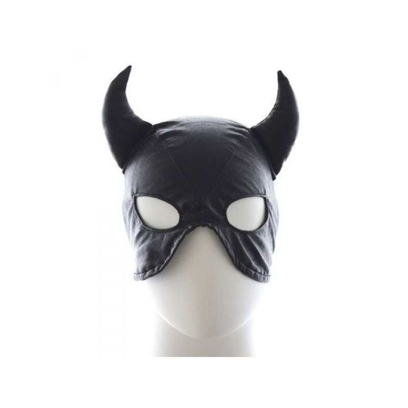 Maska Devil Mask Black wiązana syntetyczna skóra czarna - 1