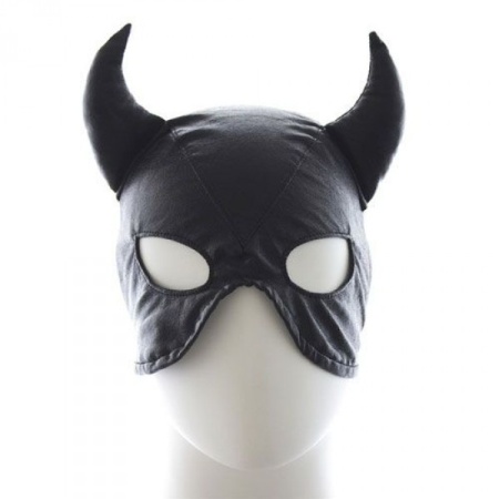 Maska Devil Mask Black wiązana syntetyczna skóra czarna - 1