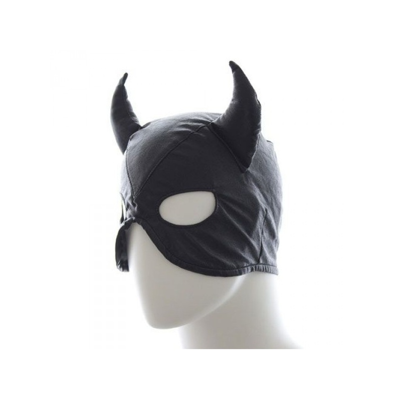 Maska Devil Mask Black wiązana syntetyczna skóra czarna - 2