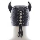 Maska Devil Mask Black wiązana syntetyczna skóra czarna - 3