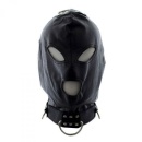 Maska BDSM z obrożą Hook Mask+Collar – czarna skóra ekologiczna - 1