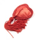 Nakładki na sutki Heart Nipples Tassels RED w kształcie serca, czerwone z frędzelkami - 2
