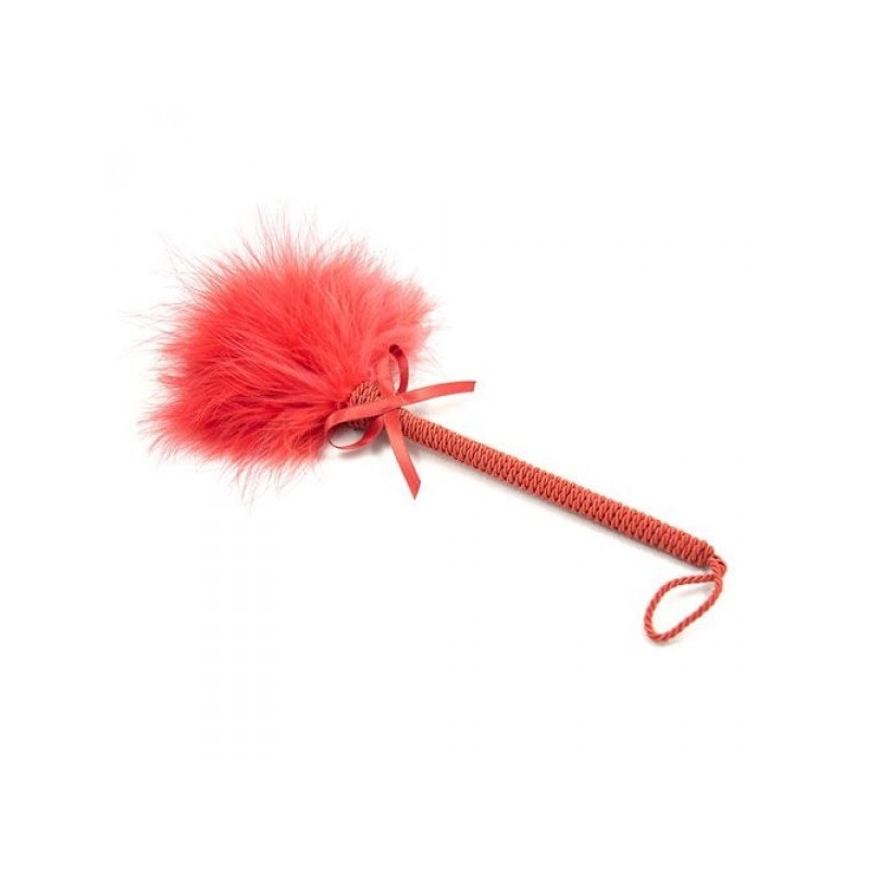 Pejcz z piórkami Soft Skin Duster 22 cm czerwony - 1