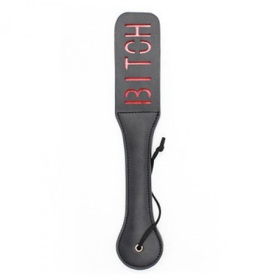 Packa Double Spank Paddle Bitch 40 cm, czarna, skóra ekologiczna - 1