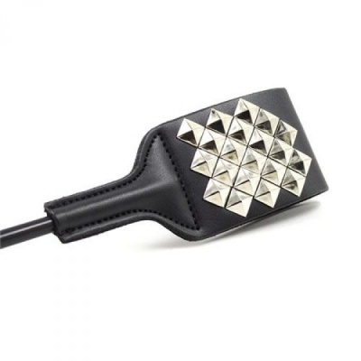 Pejcz z packą Square Spot Riding Crop 53 cm, czarny - 1 2