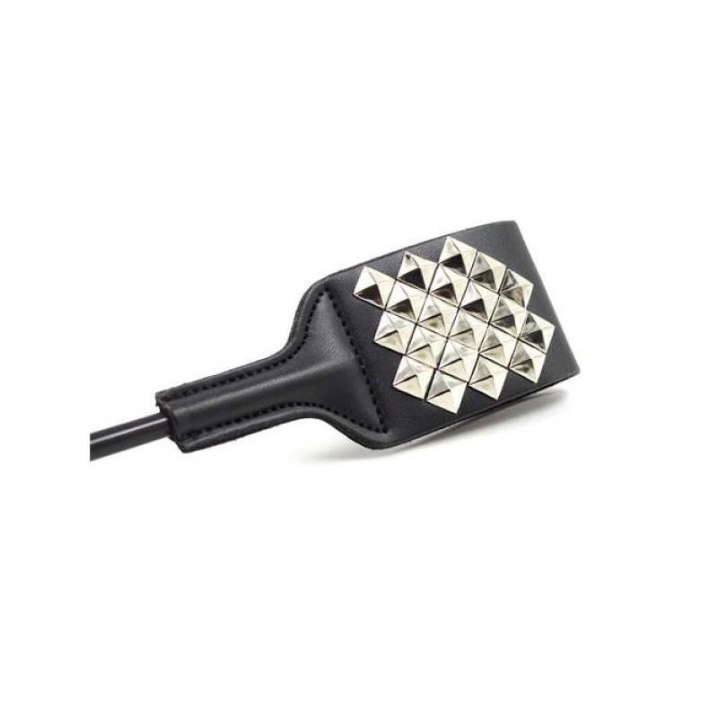 Pejcz z packą Square Spot Riding Crop 53 cm, czarny - 2