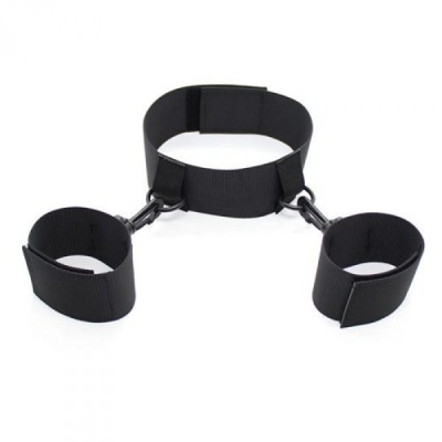 Zestaw bondage Easy Cuffs z obrożą i kajdankami – czarny - 1