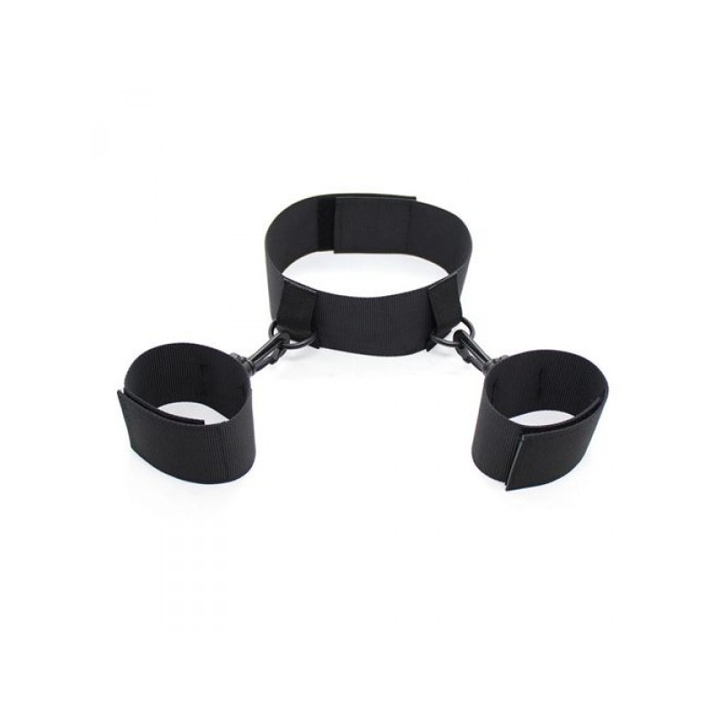 Zestaw bondage Easy Cuffs z obrożą i kajdankami – czarny - 1
