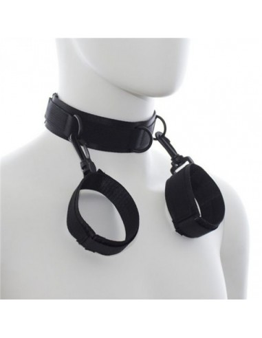 Uprząż BDSM Costrittivo Easy Cuffs Collar Arms Restraint Black - Uprzęże BDSM - 2