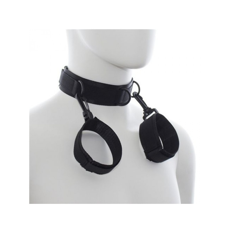 Zestaw bondage Easy Cuffs z obrożą i kajdankami – czarny - 2