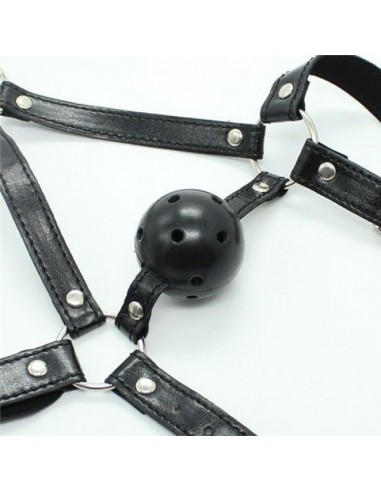 Knebel Imbracatura Viso Con Morso Head Harness+Ball Gag - Kneble do ust - 3