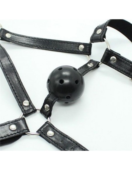 Knebel Imbracatura Viso Con Morso Head Harness+Ball Gag - Kneble do ust - 3