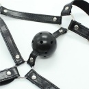 Uprząż na głowę z kneblem kulkowym 4 cm – regulowana, czarna - 3